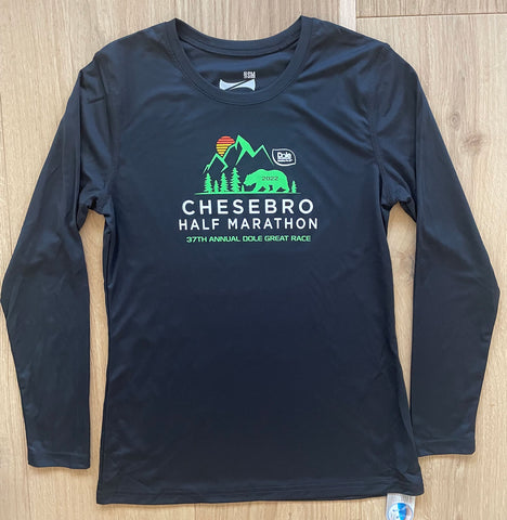 Women's Long Sleeve Black Chesebro Half Marathon Running Top (2022)