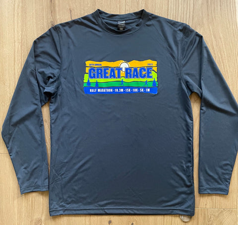 Men's Long Sleeve Lead Gray Great Race Running Top (2023) - Small only