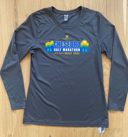 Women's Long Sleeve Lead Gray Chesebro Half Marathon Running Top (2023)