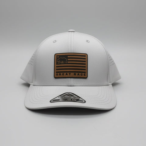 Great Race Premium Performance Hat with Walnut Wood flag patch