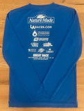 Royal blue men’s Great Race long sleeve running shirt .