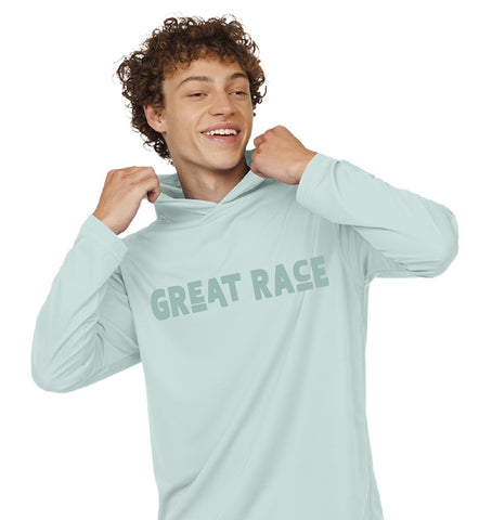 Great Race Long Sleeve Hooded Training Tee - Seafoam
